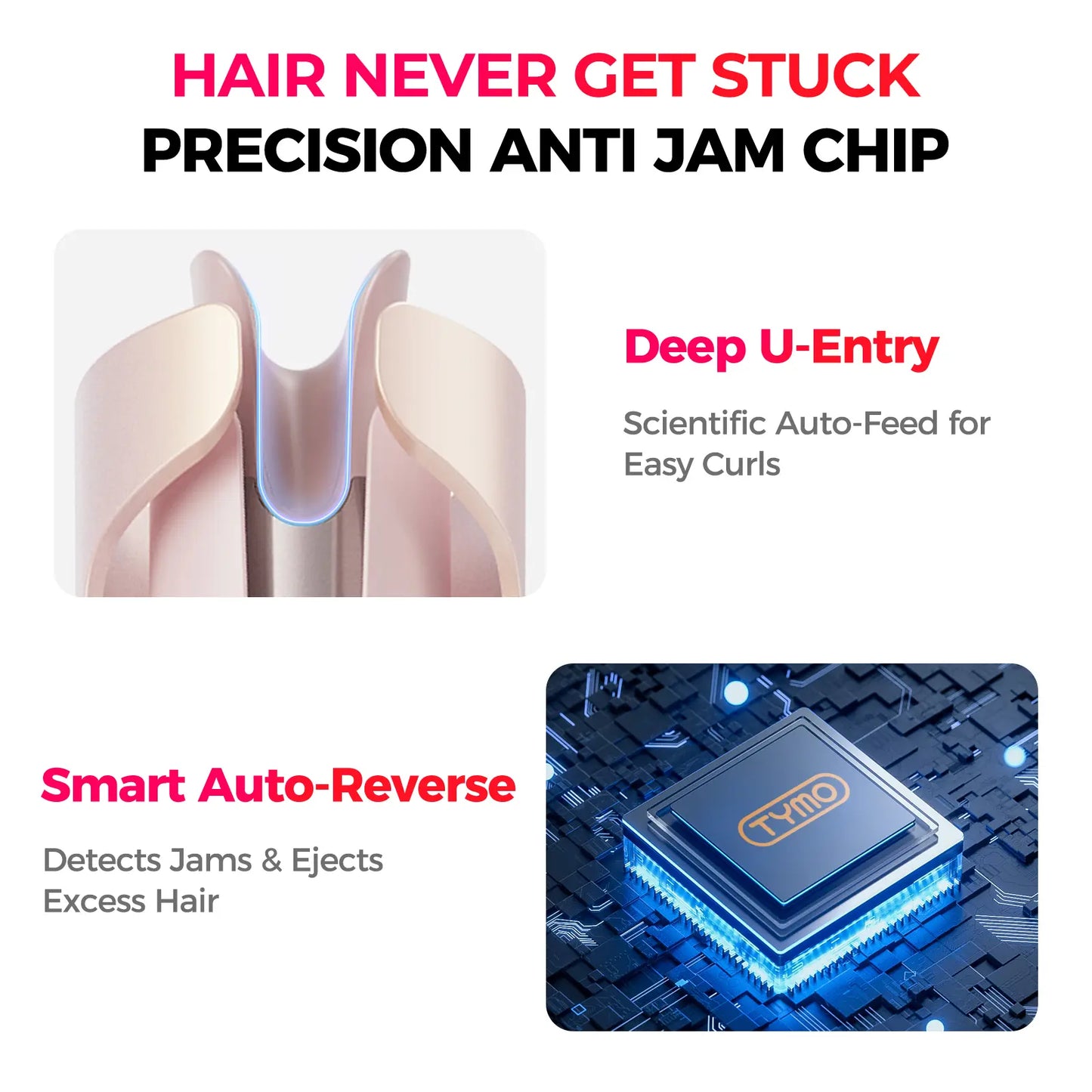 TYMO CURLPRO - Automatic Curling Iron Hair Curler, Negative-Ion Ceramic Coating, Anti-Jam Chip, One-Tap Travel Curler, Swivel Cord, Auto-Rotating LED Ceramic Barrel, Dual-Temperature with Timer, Gift, Multifunctional Styler