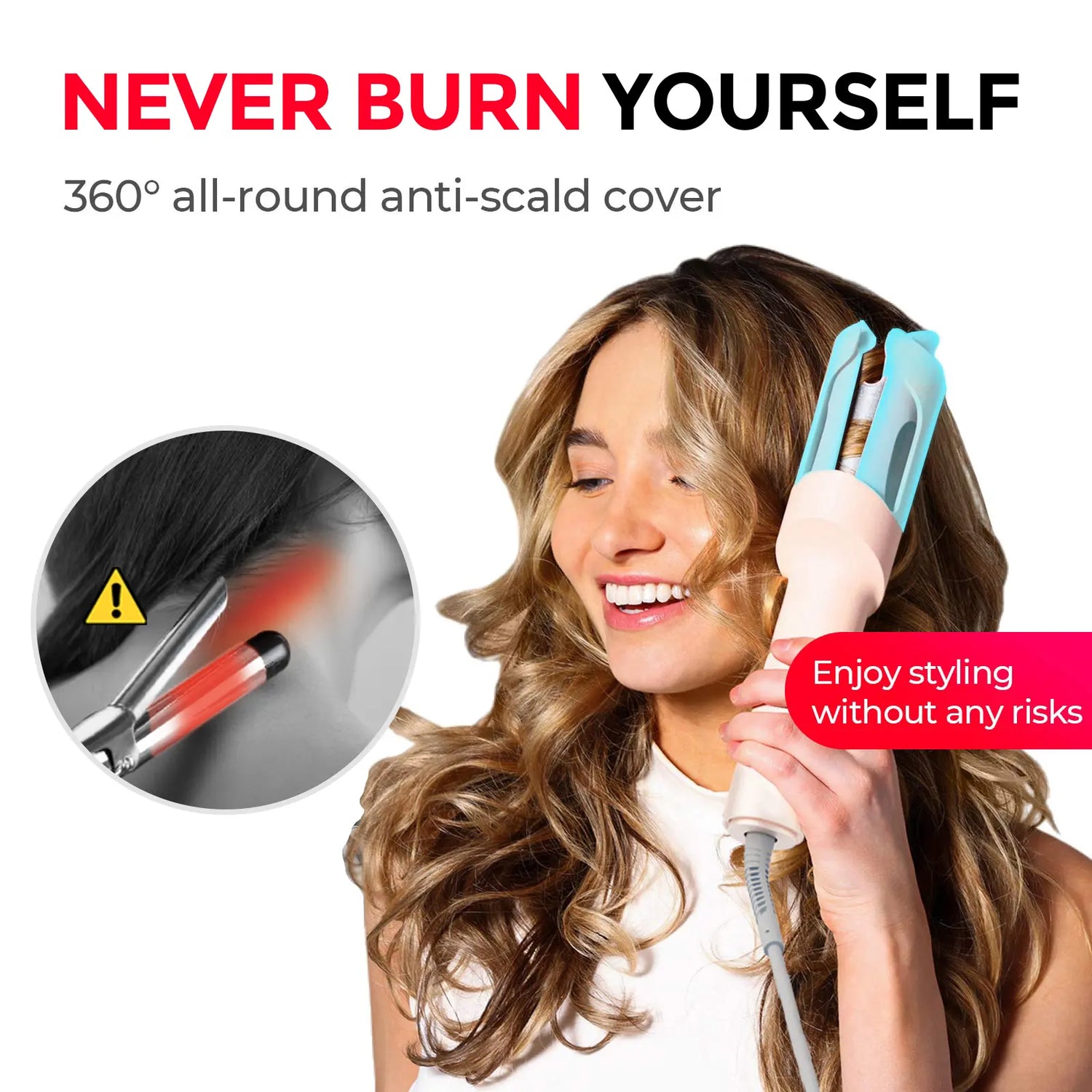 TYMO CURLPRO - Automatic Curling Iron Hair Curler, Negative-Ion Ceramic Coating, Anti-Jam Chip, One-Tap Travel Curler, Swivel Cord, Auto-Rotating LED Ceramic Barrel, Dual-Temperature with Timer, Gift, Multifunctional Styler